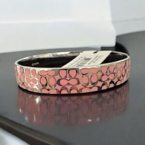 Coach Pink & Silver Bangle Bracelet monogram